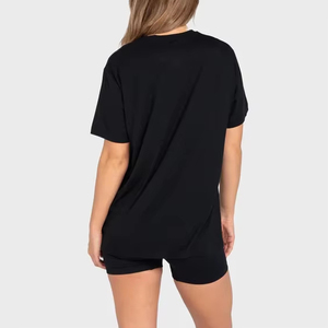 Camiseta Negra Holgada de Cuello Redondo y Manga Corta para Mujer, Ligera, Transpirable, para Verano - Product Image 2