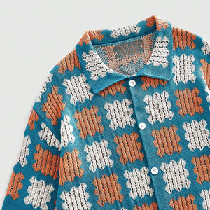 Camisa de Playa Casual de Manga Corta con Botones para Hombre, Tejida en Algodón Transpirable, con Diseño de Cuadrados Granny Vintage, la Más Vendida de 2026 - Product Image 3