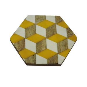 Sous-verre carré en bois fait à la main ensemble de quatre incrustations d'os de style classique en couleur bois d'os naturel pour articles ménagers - Product Image 5