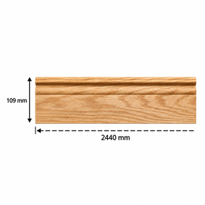 Moldura de MDF con chapa de roble rojo, superficie de madera natural sin acabar, 2440 x 109 x 15 mm, moldura de madera - Product Image 2