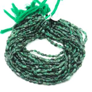 ลูกปัดมรกตแซมเบีย AAA ขายดี รูปทรงวงรีเรียบ ขนาด 13 นิ้ว ความยาว 4x6-5x7 มม. ลูกปัดมรกตธรรมชาติ สำหรับทำเครื่องประดับ - Product Image 2