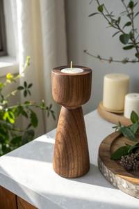 Magnifique porte-bougie en bois artisanal pour la décoration naturelle de la maison, centre de table, décoration de mariage et événements festifs - Product Image 6