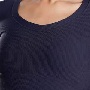 Custom Manufacturer Women Ribbed Slim Fit Crop <b>Top</b> Short Sleeve Stretch Breathable Yoga Gym Workout Fitness Activewear Tee - Product Image 5