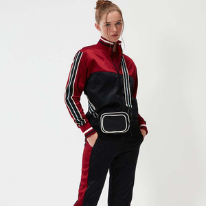 Women 2 Piece Retro Tracksuit Set <b>Zip</b> <b>Up</b> <b>Jacket</b> and Slim Leg Pants Contrast Stripe Casual Sport Outfit - Product Image 2