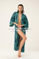 Robe kimono longue en soie à imprimé cachemire pour femme avec ceinture à nouer – Robe de plage et de piscine – Assortiment