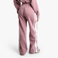 Ensemble de survêtement rose pour femme, 2 pièces, haut court à col rond, pantalon de jogging à rayures latérales
