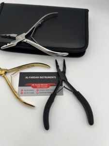 Pince à deux trous pour extensions de cheveux, logo personnalisé disponible, couleurs noir mat, or, argent, acier inoxydable de qualité chirurgicale, étui en cuir - Product Image 5