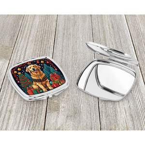 Women and Girls' Golden Retriever Christmas Compact Travel Makeup <b>Mirror</b> <b>Pocket</b> Folding Handheld Decorative Gift - Product Image 3