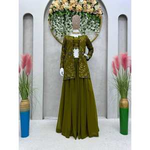 ด้ายจอร์เจียแบบแฟนซีลำดับพาลาซโซเวีย choli กับ Koti mehdi - Product Image 1