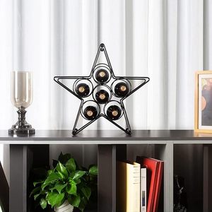 <b>Star</b> Shape Metal Wine Rack 6 Bottle Capacity Modern Design Home Bar Storage Display Stand - Product Image 2