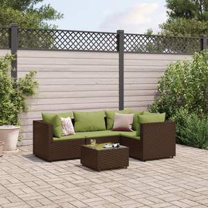 Ensemble de salon de jardin en rotin PE brun réglable avec caractéristiques de jardinage pour la détente en extérieur - Product Image 1