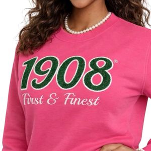 สีชมพู 1908 เสื้อสเวตเชิ้ตยาวระดับเอวแบบนุ่มพิเศษ คอกลม แขนยาว สำหรับผู้หญิง แฟชั่นลำลอง สไตล์ Sorority - Product Image 5