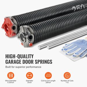 Molle a torsione per porte da garage ad alta resistenza (0,25 x 2 x 28 pollici) con barre di avvolgimento antiscivolo e superficie rifinita - Product Image 2