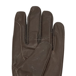Gants d'équitation de dressage en cuir marron antidérapants avec panneaux en maille respirante, doigts perforés, logo mors de cheval, fermeture, été, unisexe - Product Image 4