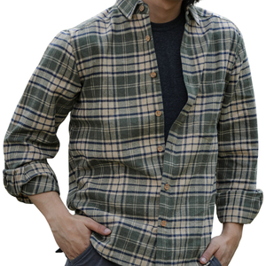 Chemise en flanelle à carreaux en coton personnalisée, manches longues, chemise en flanelle pour homme pas chère, fabricant OEM, vente en gros - Product Image 1