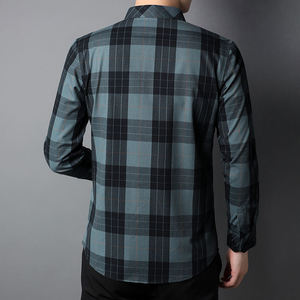 Chemise décontractée à manches longues pour homme, à carreaux, col rabattu, 100 % coton popeline, infroissable, pour l'automne - Product Image 3