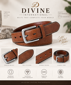 Fabricante de Cinturones de Cuero Genuino al por Mayor, Cinturones para Hombre con Hebilla Personalizada, Producción de Marca Privada de Divine International - Product Image 6