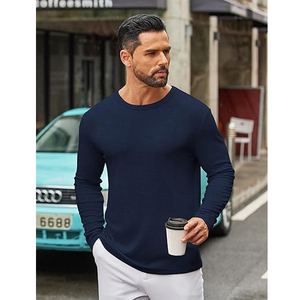 Camiseta Básica de Manga Larga de Algodón para Hombre, Cuello Redondo, Personalizable con Logotipo, Marca Privada, Fabricante OEM ODM - Product Image 2