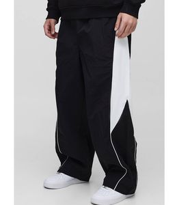 Pantalones de chándal unisex personalizados de pierna ancha, estilo baggy, con bloques de color, cortavientos, oversize, estilo hip hop, streetwear, techwear - Product Image 6