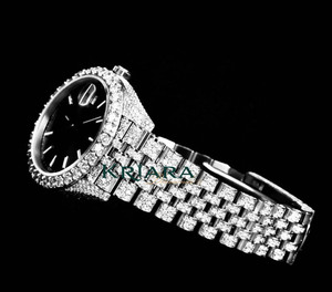 Montre en acier inoxydable de haute qualité avec moissanite, élégante, résistante à l'eau, avec diamants véritables pour un usage quotidien - Product Image 2