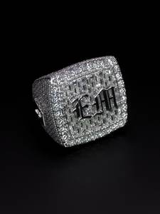 925 Sterling <b>Silver</b> Iced Out Signet <b>Ring</b> VVS Moissanite Diamond Hip Hop <b>Cross</b> <b>Ring</b> Luxury Men's Statement Jewelry Premium Design - Product Image 2