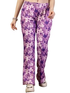 Unisex Tie Dye Flare Pants Elastic Waist Knitted Casual <b>Joggers</b> Purple <b>White</b> Pattern Midweight Drawstring Style Tie Dye Trousers - Product Image 1