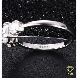 VVS Lab Grown Diamond Three Stone <b>Ring</b> 925 Sterling <b>Silver</b> Round Cut Bridal Engagement Jewelry Classic <b>Statement</b> <b>Ring</b> For Women - Product Image 3