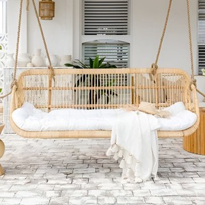 Comfortable hanging chairs handcrafted swinging lounge sofa natural rattan outdoor <b>swing</b> chair - Product Image 1