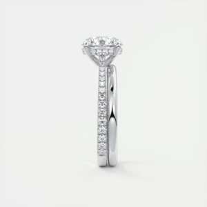 Anillo de compromiso con diamante cultivado en laboratorio de corte redondo de 2.50 quilates, estilo catedral de lujo con halo oculto, en oro blanco de 14 quilates. - Product Image 5