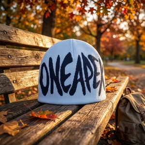 Light Blue Navy Graphic Knit Beanie Hat Custom Logos Ribbed <b>Winter</b> <b>Cap</b> Unisex Streetwear Fashion Headwear Wholesale OEM - Product Image 5