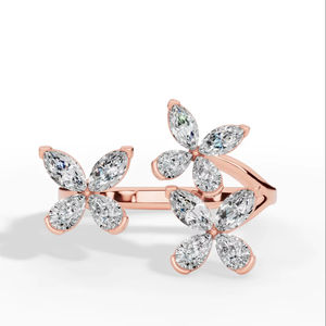 Bague papillon ouverte classique en diamant de laboratoire taille poire et taille marquise, or 18 carats, vente en gros, fabricant et fournisseur de bijoux fins OEM - Product Image 1