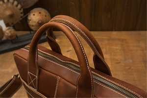 Bolso de Mano Tipo Tote Vintage de Gran Capacidad, Maletín de Cuero Genuino para Portátil de 14 Pulgadas, para Oficina y Negocios, para Hombre, LLB-0326 - Product Image 4