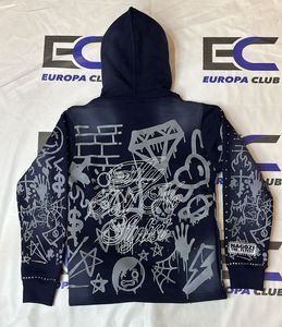 Sudadera con Capucha de Moda Urbana con Estampado Completo, Sudadera Personalizada con Contorno de Diamantes de Imitación para Hombre - Product Image 5