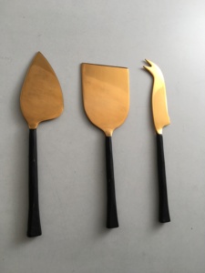Golden Stainless Steel Cheese <b>Knife</b> Set Wood Handle Modern Design Rust Resistant Dishwasher <b>Safe</b> Eco-Friendly Flatware for - Product Image 3
