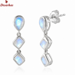 Custom trendy fashion <b>earrings</b> high quality 925 sterling <b>silver</b> golden rutile stone water <b>drop</b> <b>earring</b> for wedding anniversary - Product Image 4