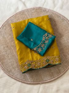 Sari indien traditionnel ethnique pour occasions de fête, avec broderies, pour mariage et événements festifs, tenue élégante pour femmes - Product Image 1