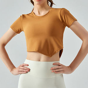 Top Corto Asimétrico para Mujer, Manga Corta, Verano, Transpirable, Estilo Hip Hop, 100% Algodón, Ropa Casual de Calle, Gimnasio, Uso Diario, Elástico - Product Image 2