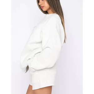 Nueva Llegada, Ropa Casual de Invierno, Conjunto de Sudadera y Pantalones Cortos para Mujer, Impresión de Logotipo Personalizada, Conjunto de 2 Piezas para Mujer, Precio al por Mayor, MOQ Bajo - Product Image 4