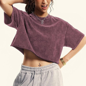 Custom Womens Acid Wash <b>Cropped</b> Oversized Tank <b>Tops</b> Anti-Shrink Silk Screen Printed Vintage Washed Cotton Gym Fitness Casual - Product Image 4