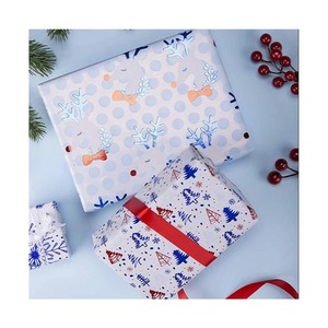 Custom Eco-Friendly Recyclable <b>Christmas</b> Gift Wrapping Paper Roll Reindeer Snowflakes Bow Ties <b>Trees</b> Metallized PE Coated Double - Product Image 5