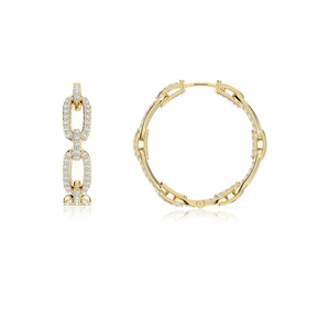 Pendientes de Aro de Lujo con Cadena y Diamantes Cultivados en Laboratorio, Chapados en Oro 10K 14K 18K y Plata de Ley 925 935 con Baño de Rodio, Ideales para Bodas y Fiestas - Product Image 2
