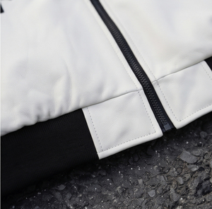 Custom Embroidery PU <b>Leather</b> Bomber <b>Jacket</b> Men Streetwear Turn-down Collar Zipper <b>Leather</b> <b>Jackets</b> Men's - Product Image 3