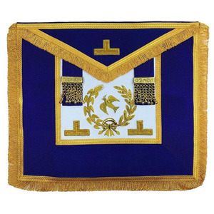Delantal Masónico Bordado Personalizado Blanco y Azul Rectangular con Símbolo del Ojo que Todo lo Ve y Compases, Insignia Cosida para Aplicación en Prendas - Product Image 5