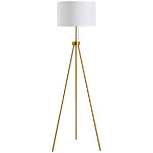 Elegante Lampada da Terra con Treppiede in Acciaio Dorato da 151,8 cm, Paralume in Tessuto, Altezza Regolabile, Lusso Contemporaneo per Soggiorno, Moderna E26 - Product Image 1