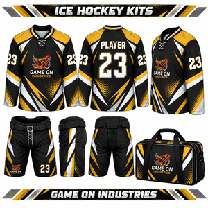 Ensemble d'équipement de hockey sur glace personnalisé et fait main, comprenant un maillot respirant, un pantalon et un sac de voyage – Fournisseur direct d'usine - Product Image 1