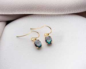 Mystic Topaz <b>Earrings</b> Oval Cut Rainbow CZ Gemstones 925 Sterling Silver 14K <b>Gold</b> Plated Iridescent Drop <b>Dangles</b> Anniversary Gift - Product Image 6