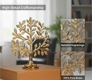 Hind Craft Living Arbre de Vie Kalpavriksha en Laiton Pur avec Oiseaux, Décoration Classique pour la Maison, Vastu Feng Shui, Décoration de Table de Bureau, Idéal pour Cadeau - Product Image 2