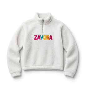 Sudaderas con capucha de forro polar sintético blanco con cremallera de un cuarto, al por mayor, bordado personalizado a color, sudadera de forro polar Sherpa, proveedor de moda urbana - Product Image 2