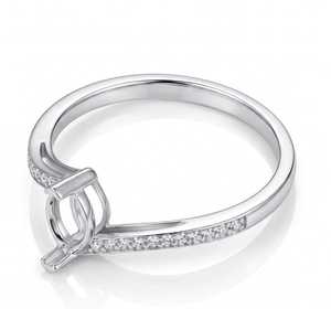Anillo marquesa de 8x4mm en blanco, base semimontada con engaste de circonitas pavé, banda vacía para gemas, para fabricación de joyas al por mayor - Product Image 1