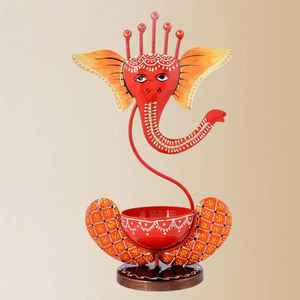 Elegant India Made Ganesh Candle Holder Decor for Visual Comfort in <b>Cafeteria</b> Seating Areas Home Showcase Units Festive Tables - Product Image 3